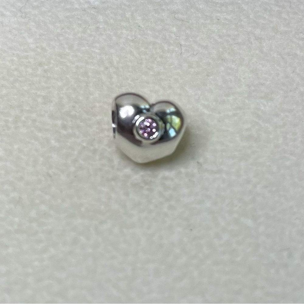 Pandora Retired Heart With Pink CZ Charm